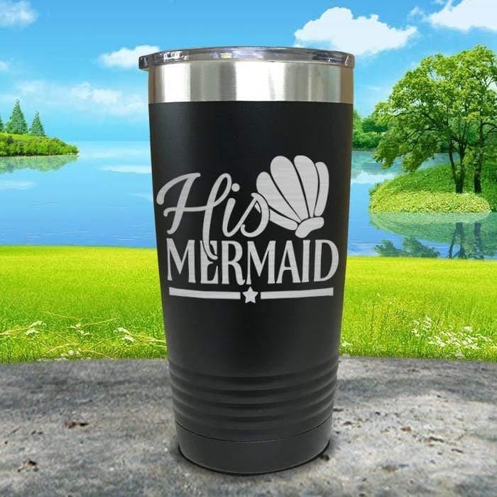 His Mermaid Engraved Tumbler Tumbler ZLAZER 20oz Tumbler Black 