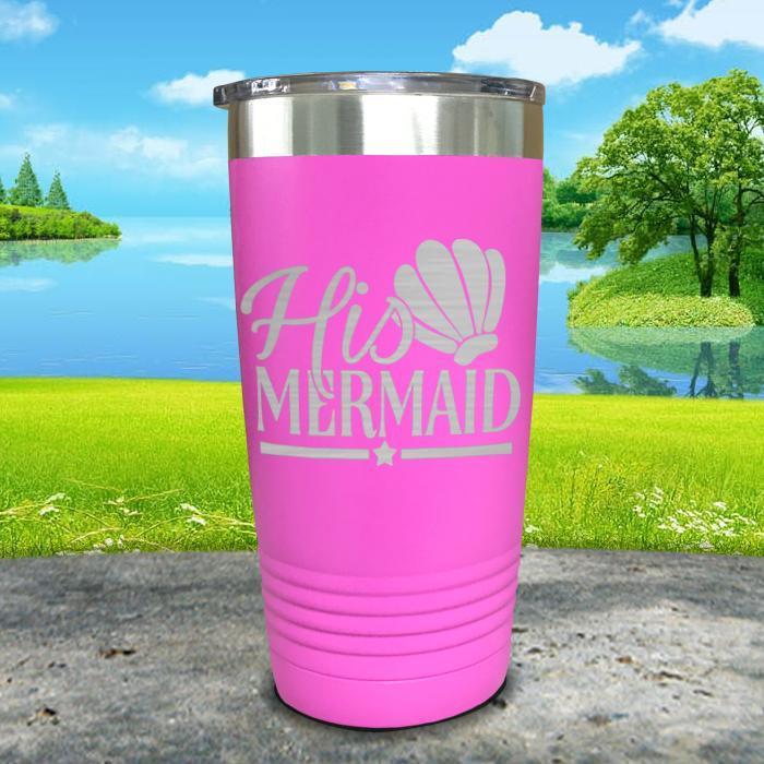 His Mermaid Engraved Tumbler Tumbler ZLAZER 20oz Tumbler Pink 