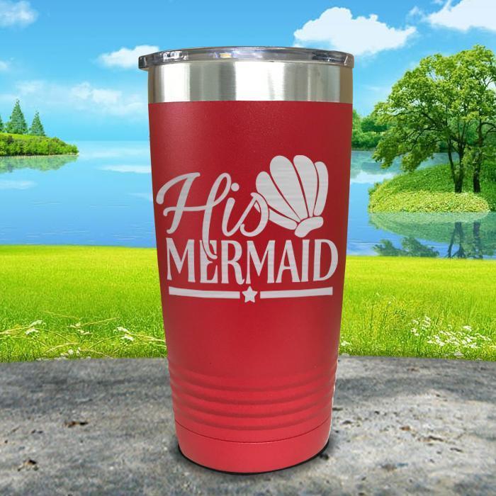 His Mermaid Engraved Tumbler Tumbler ZLAZER 20oz Tumbler Red 