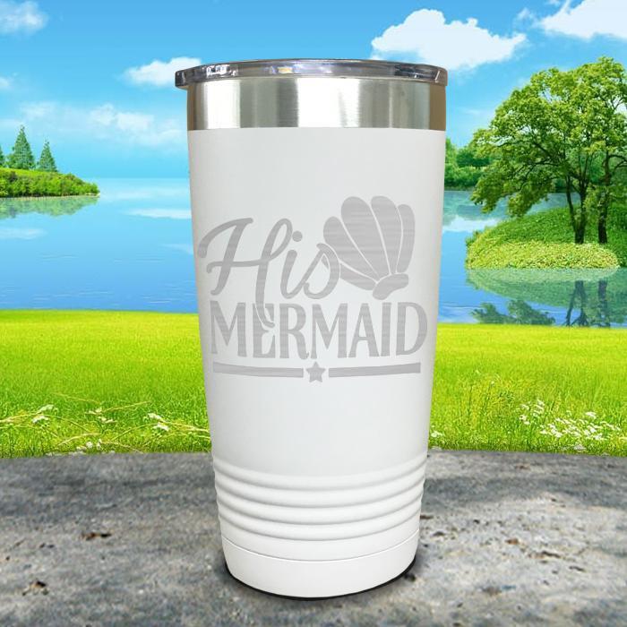 His Mermaid Engraved Tumbler Tumbler ZLAZER 20oz Tumbler White 