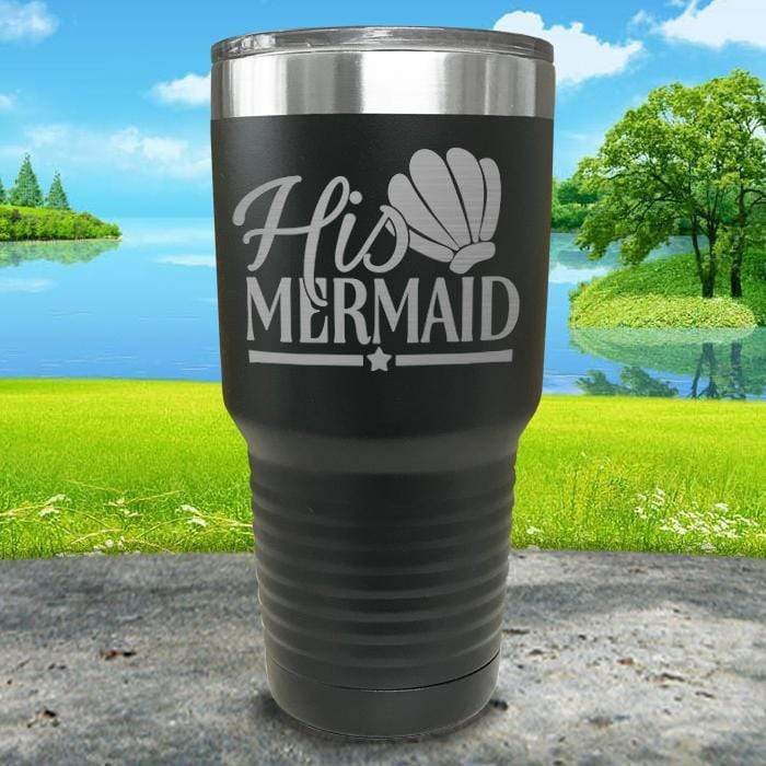 His Mermaid Engraved Tumbler Tumbler ZLAZER 30oz Tumbler Black 