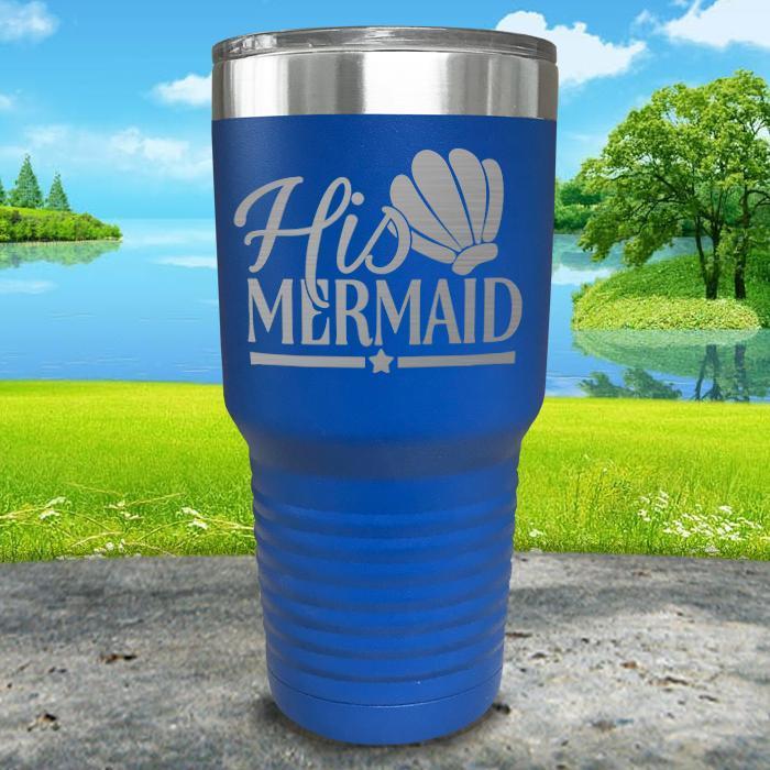 His Mermaid Engraved Tumbler Tumbler ZLAZER 30oz Tumbler Blue 