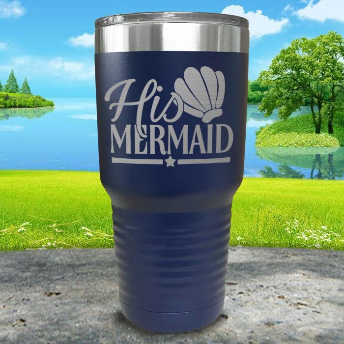 His Mermaid Engraved Tumbler Tumbler ZLAZER 30oz Tumbler Navy 