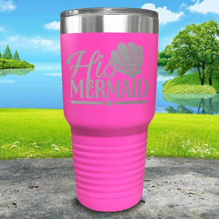 His Mermaid Engraved Tumbler Tumbler ZLAZER 30oz Tumbler Pink 