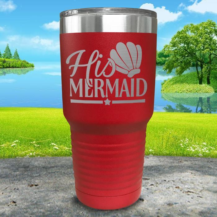 His Mermaid Engraved Tumbler Tumbler ZLAZER 30oz Tumbler Red 