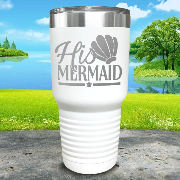 His Mermaid Engraved Tumbler Tumbler ZLAZER 30oz Tumbler White 