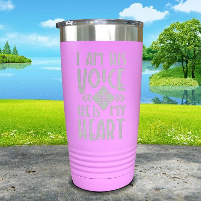 I Am His Voice He Is My Heart Engraved Tumbler Tumbler ZLAZER 20oz Tumbler Lavender 