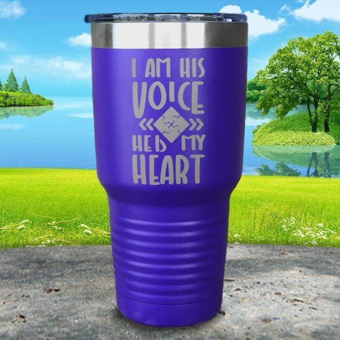 I Am His Voice He Is My Heart Engraved Tumbler Tumbler ZLAZER 30oz Tumbler Royal Purple 