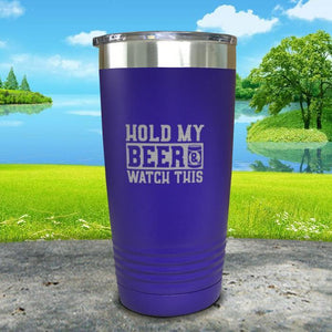 Hold My Beer Watch This Engraved Tumbler Tumbler Nocturnal Coatings 20oz Tumbler Royal Purple 
