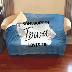 Somebody Loves Me (CUSTOM) Sherpa Blanket Blankets CustomCat Iowa 