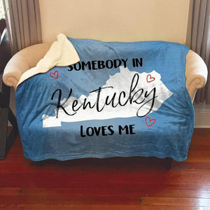 Somebody Loves Me (CUSTOM) Sherpa Blanket Blankets CustomCat Kentucky 