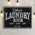 Personalized distressed wood Laundry Room artwork. Wall art is 1 1/2" thick custom print canvas digitally painted with your name and established date. Unique laundry room decor with a rustic touch.