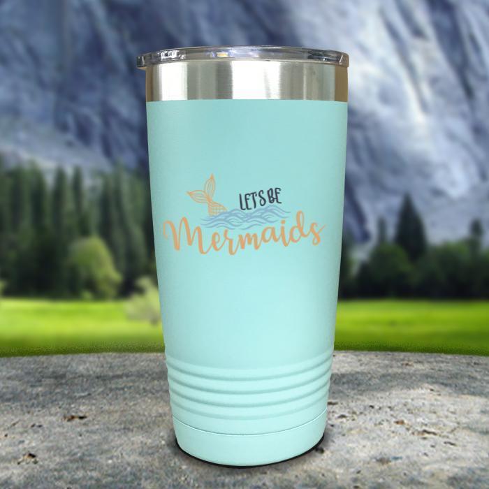 Let's Be Mermaids Color Printed Tumblers Tumbler ZLAZER 20oz Tumbler Mint 