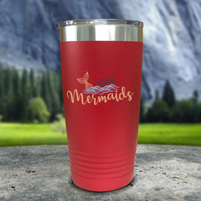 Let's Be Mermaids Color Printed Tumblers Tumbler ZLAZER 20oz Tumbler Red 