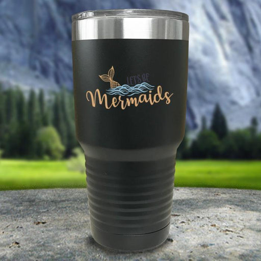 Let's Be Mermaids Color Printed Tumblers Tumbler ZLAZER 30oz Tumbler Black 