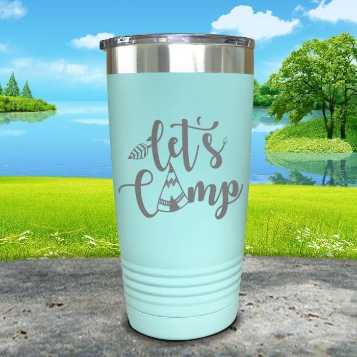 Let's Camp Engraved Tumbler Tumbler ZLAZER 20oz Tumbler Mint 