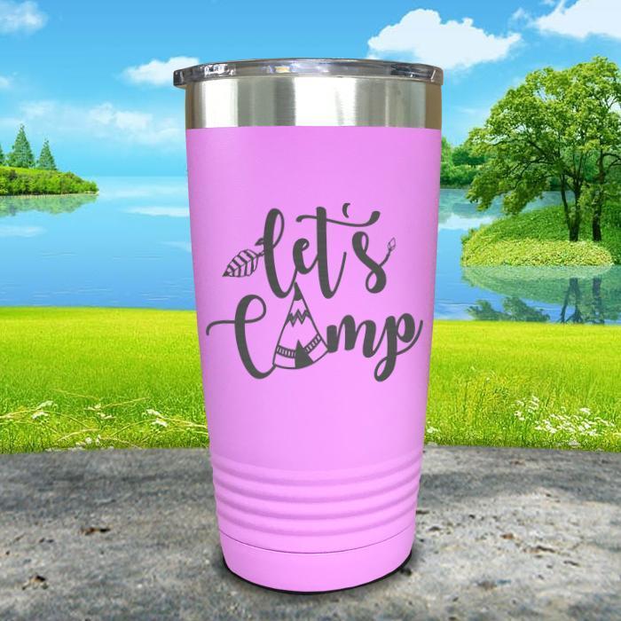 Let's Camp Engraved Tumbler Tumbler ZLAZER 20oz Tumbler Lavender 