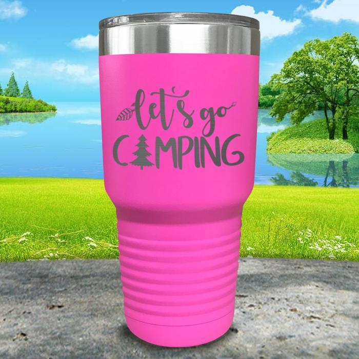 Let's Go Camping Engraved Tumbler Tumbler ZLAZER 30oz Tumbler Pink 