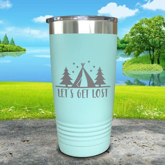 Let's Get Lost Tent Engraved Tumbler Tumbler ZLAZER 20oz Tumbler Mint 