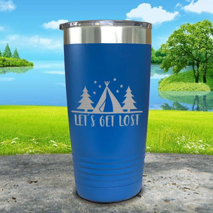 Let's Get Lost Tent Engraved Tumbler Tumbler ZLAZER 20oz Tumbler Blue 