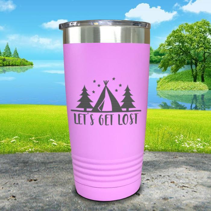 Let's Get Lost Tent Engraved Tumbler Tumbler ZLAZER 20oz Tumbler Lavender 