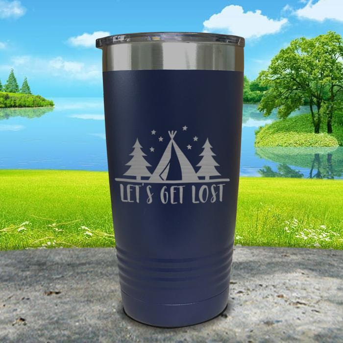 Let's Get Lost Tent Engraved Tumbler Tumbler ZLAZER 20oz Tumbler Navy 