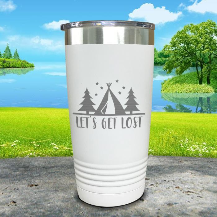 Let's Get Lost Tent Engraved Tumbler Tumbler ZLAZER 20oz Tumbler White 