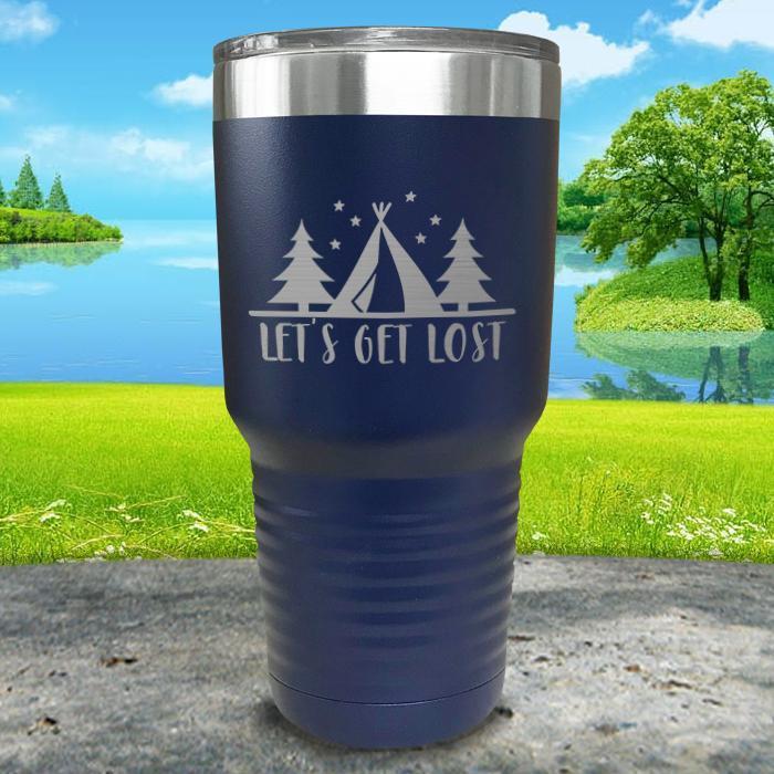 Let's Get Lost Tent Engraved Tumbler Tumbler ZLAZER 30oz Tumbler Navy 