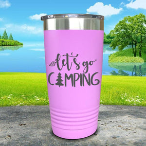 Let's Go Camping Engraved Tumbler Tumbler ZLAZER 20oz Tumbler Lavender 