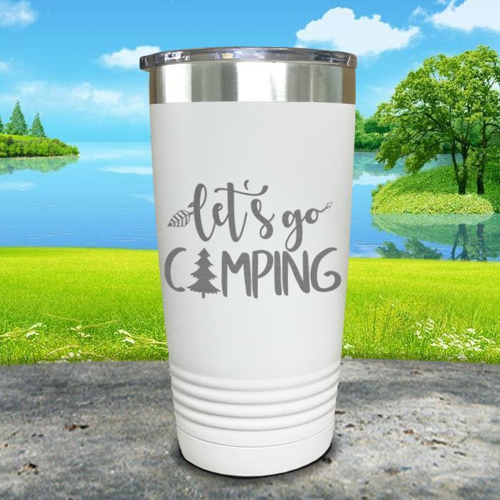 Let's Go Camping Engraved Tumbler Tumbler ZLAZER 20oz Tumbler White 