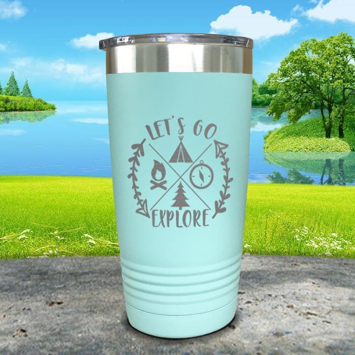 Let's Go Explore Engraved Tumbler Tumbler ZLAZER 20oz Tumbler Mint 