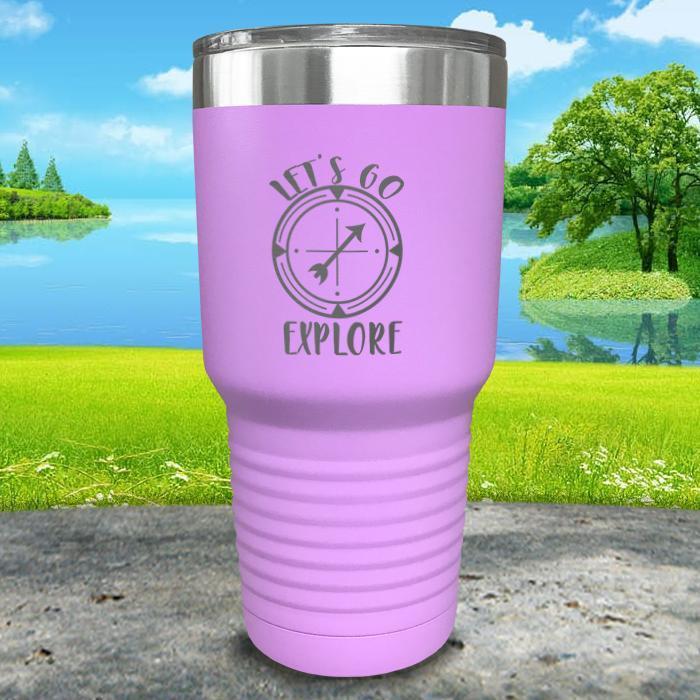 Let's Go Explore Compass Engraved Tumbler Tumbler ZLAZER 30oz Tumbler Lavender 