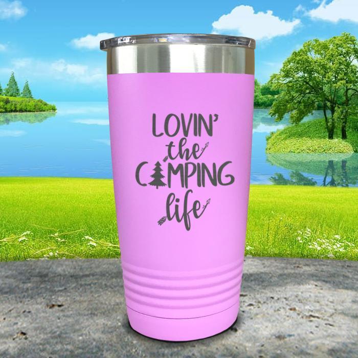 Lovin The Camp Life Engraved Tumbler Tumbler ZLAZER 20oz Tumbler Lavender 