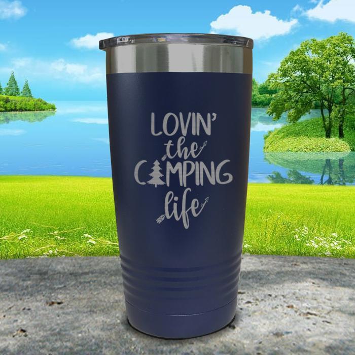 Lovin The Camp Life Engraved Tumbler Tumbler ZLAZER 20oz Tumbler Navy 