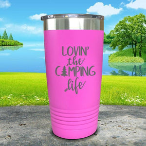 Lovin The Camp Life Engraved Tumbler Tumbler ZLAZER 20oz Tumbler Pink 