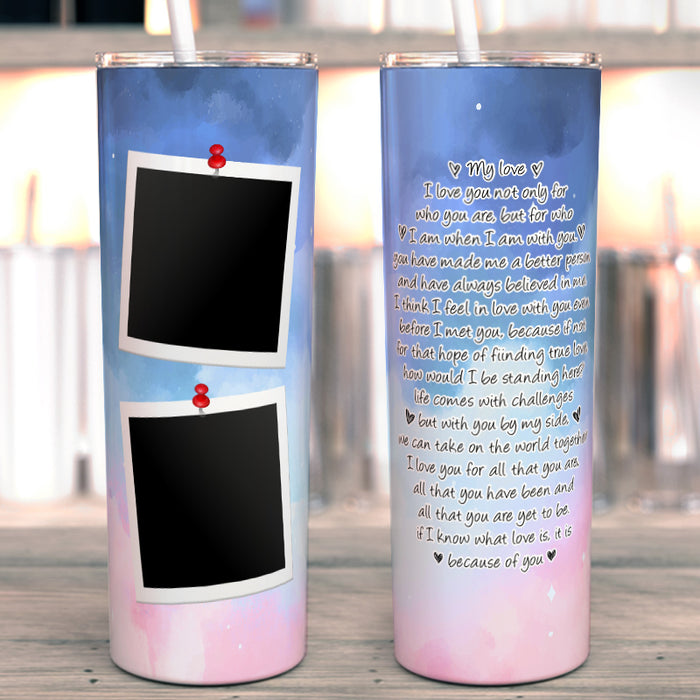 Love Letter Photo Custom Full Wrap Tumbler