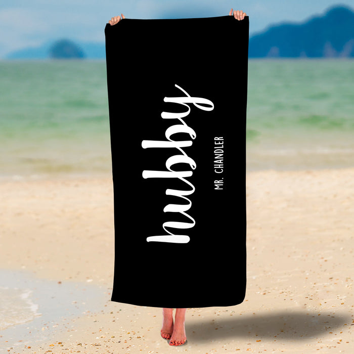 Personalized Wifey & Hubby Premium Beach/Pool Towel