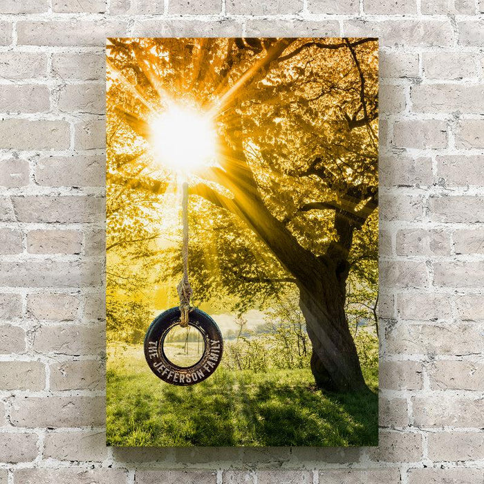 Tire Swing Twilight Meadow - Personalized Canvas Wall Art