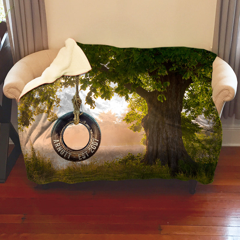 Tire Swing Forest Personalized Blankets