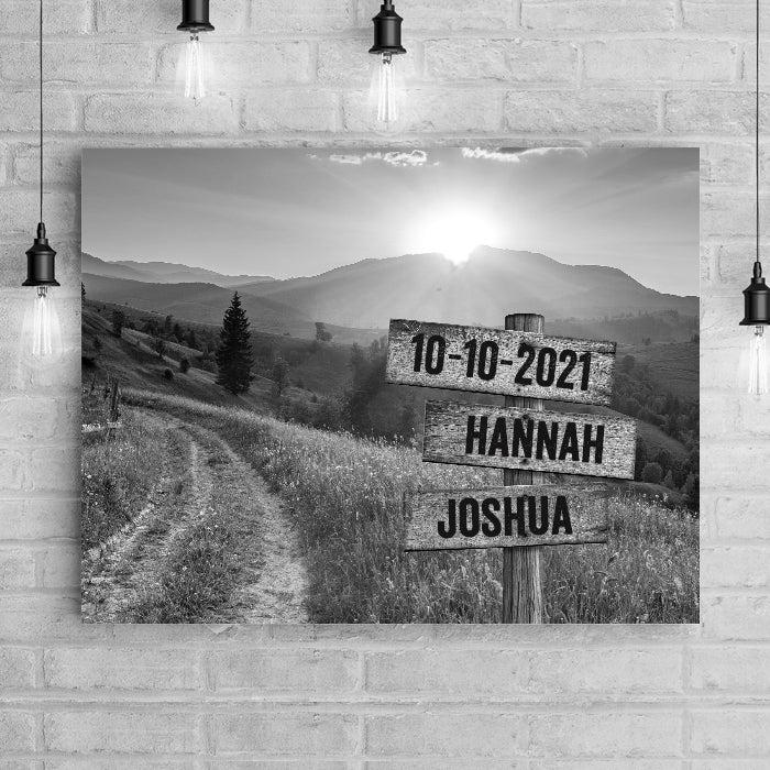 Personalized Mountainside & Love Premium Canvas