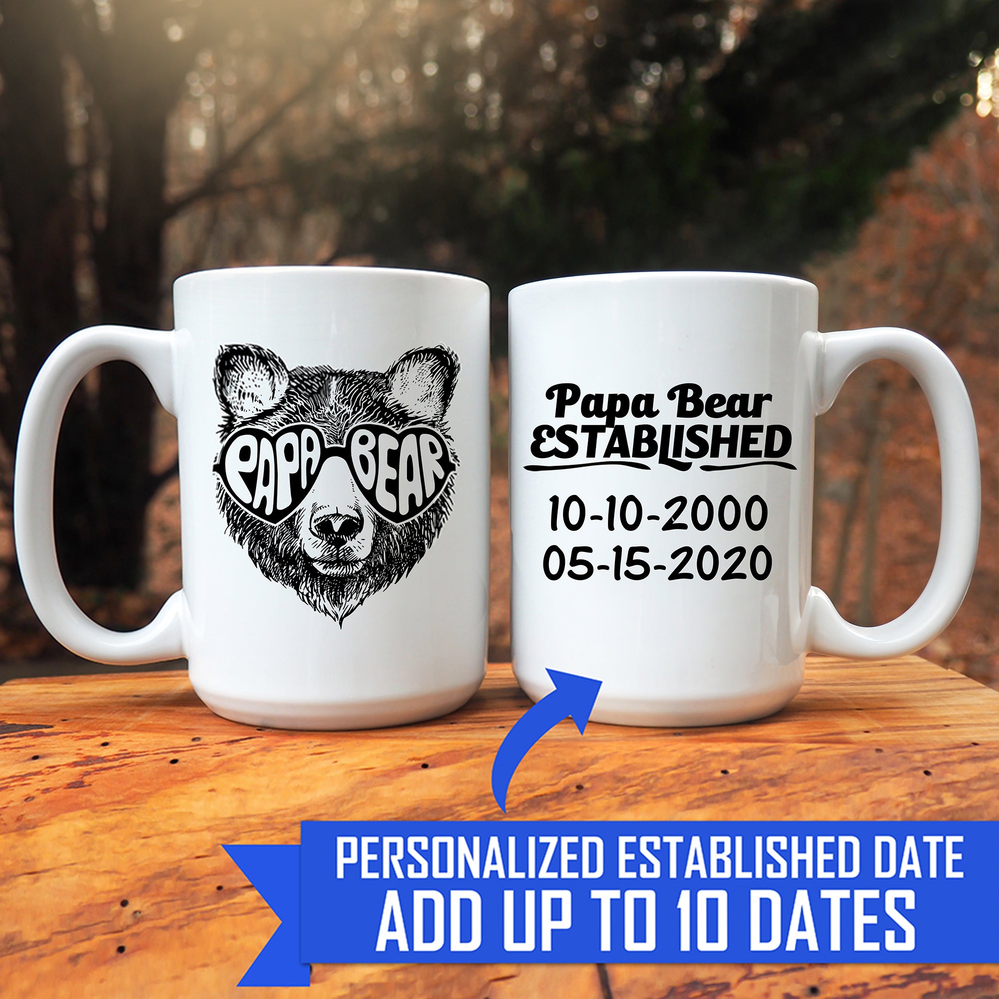 Papa Bear EST Personalized Mug