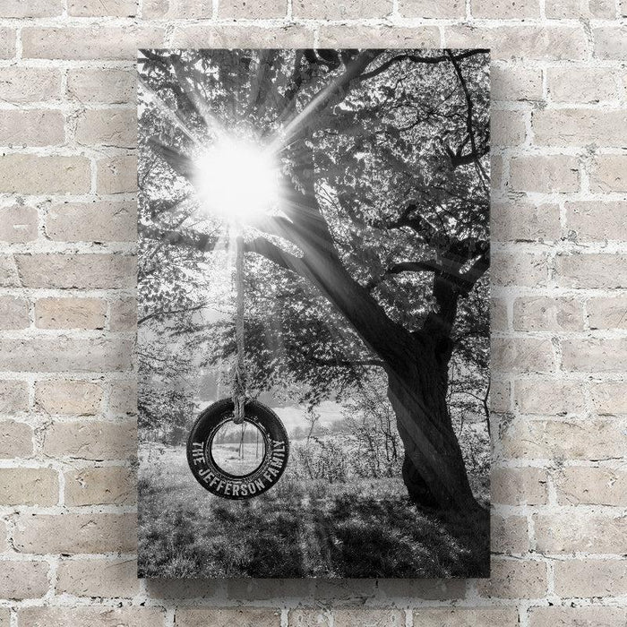 Tire Swing Twilight Meadow - Personalized Canvas Wall Art