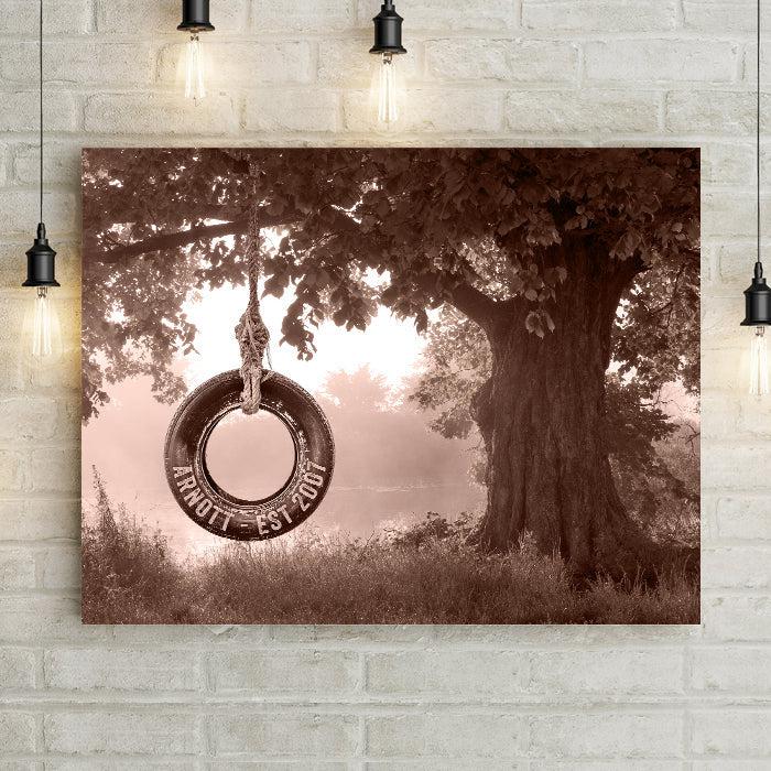 Tire Swing Forest - Personalized Canvas Wall Art