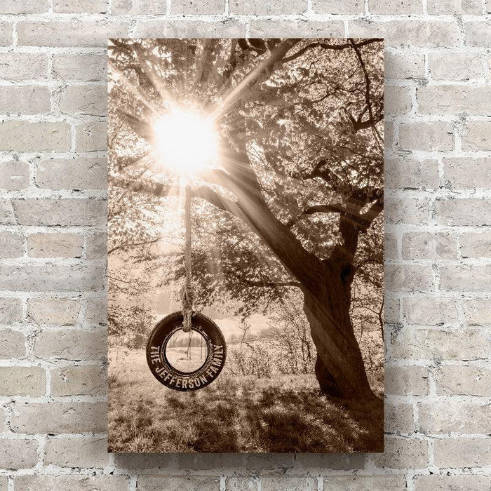 Tire Swing Twilight Meadow - Personalized Canvas Wall Art