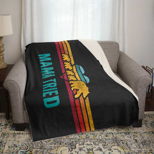Retro Sunset Mama Bear Personalized Blanket with Cubs