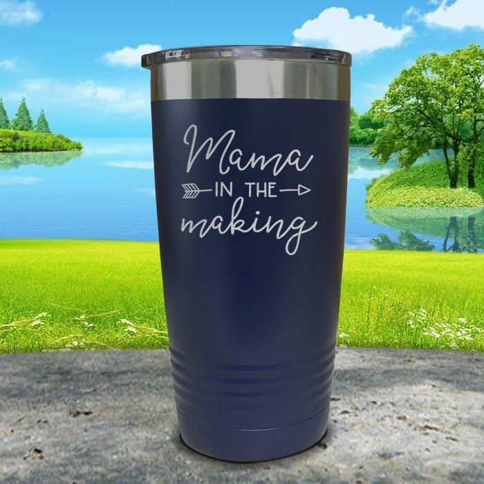 Mama in The Making Engraved Tumbler Tumbler ZLAZER 20oz Tumbler Navy 