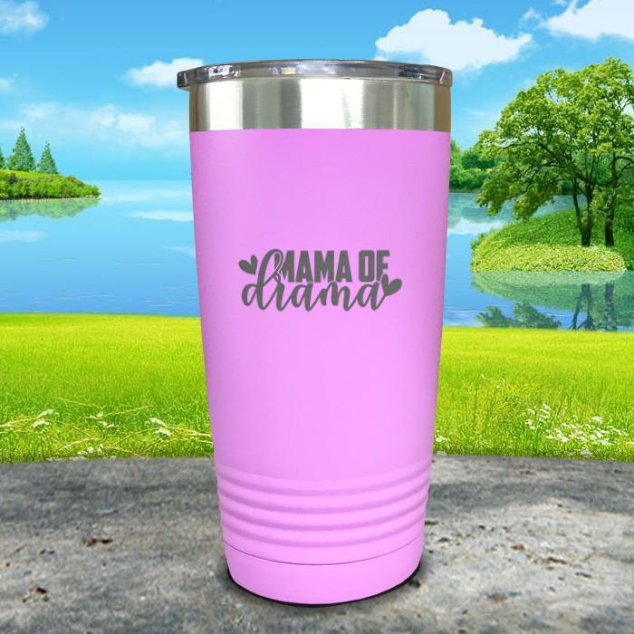 Mama Of Drama Engraved Tumbler Tumbler ZLAZER 20oz Tumbler Lavender 