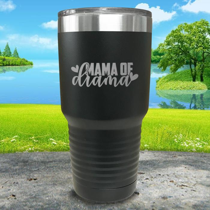 Mama Of Drama Engraved Tumbler Tumbler ZLAZER 30oz Tumbler Black 