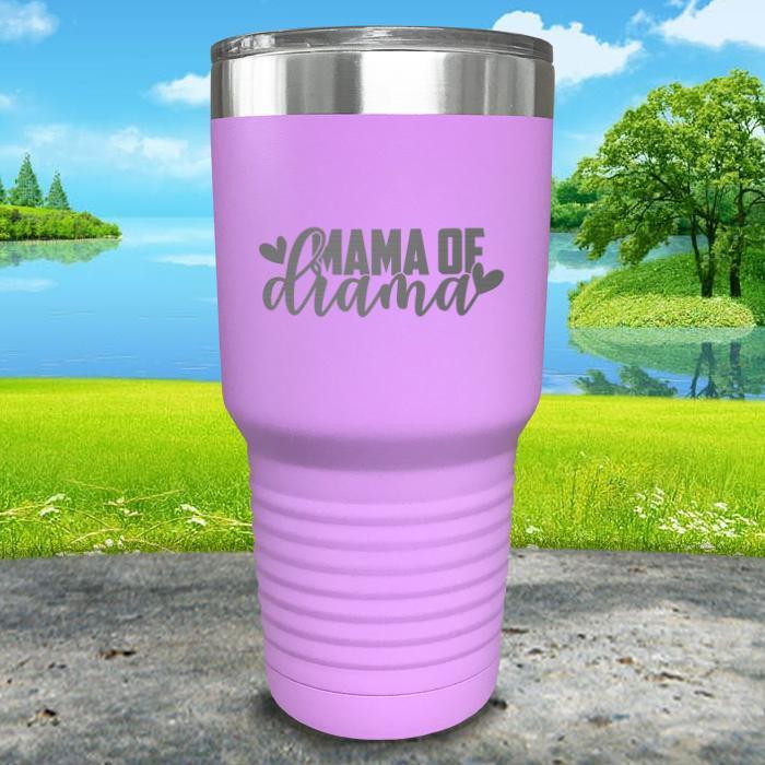 Mama Of Drama Engraved Tumbler Tumbler ZLAZER 30oz Tumbler Lavender 