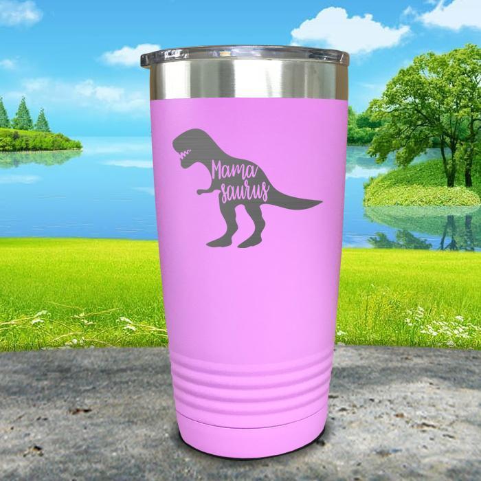 Mama Saurus Engraved Tumbler Tumbler ZLAZER 20oz Tumbler Lavender 